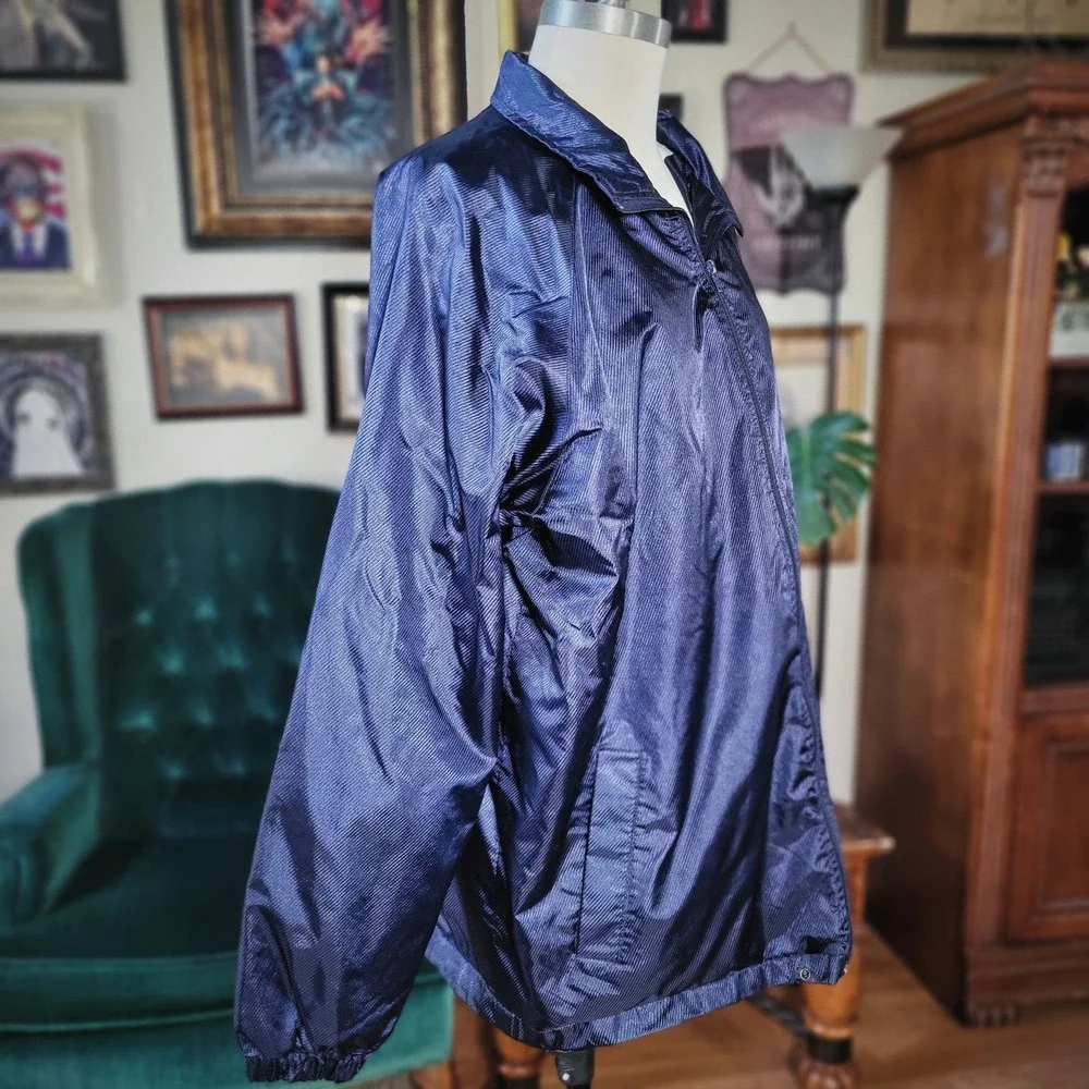 Y2K Blue Retro Windbreaker Jacket Vintage MAXX Sportswear Navy Men's Large‎